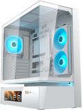 Cougar CFV235 - ARGB Gaming Mid‑Tower behuizing, ATX/CEB, 270° High‑Airflow, 4× ARGB PWM‑ventilatoren, GPU‑ondersteuning tot 430 mm, USB‑C (Wit, CFV235 Vision)