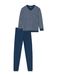 Schiesser Pyjama lang - Comfort Essentials - Heren Pyjamaset - blauw