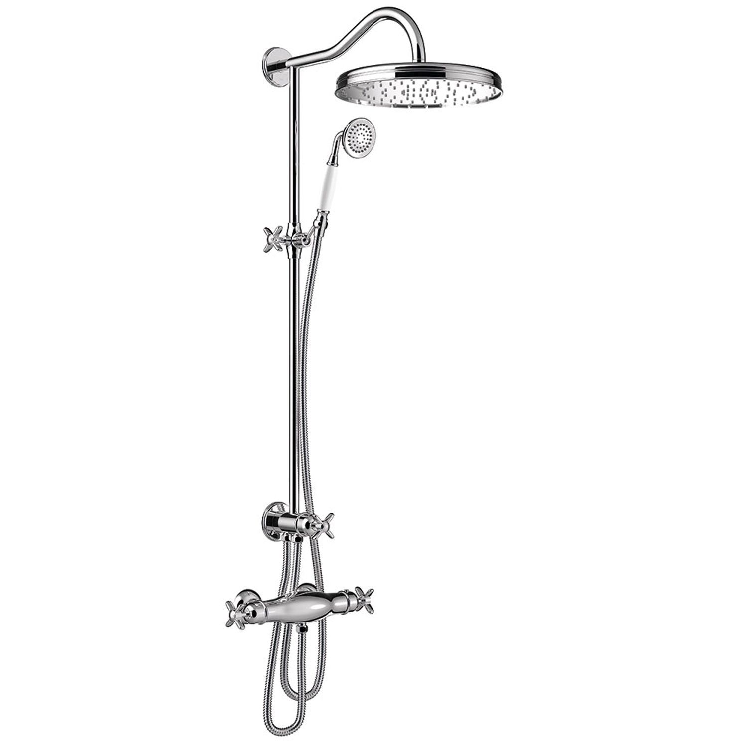 Tres Regendoucheset tres clasic thermostatische opbouw incl. Handdouche doucheslang 170 cm chroom