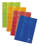 Clairefontaine 68141AMZC Pak met 4 Spiraalschriften - A4 21x29,7 cm - 100 Pagina's Grote Ruitjes - Wit Papier 90 g - Omslag Gecoat Karton - Willekeurige Kleuren