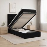 vidaXL Ottomaanse Bed met Matras en LED Zwart 90 x 190 cm fluweel