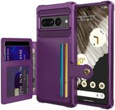 Selected by GSMpunt.nl Portemonnee Hoesje Geschikt voor de Google Pixel 7 Pro - Back Cover met Pasjeshouder - Telefoonhoesje voor Pinpas - Kaarthouder op Achterkant - Case met Magneet voor Auto Houder Paars