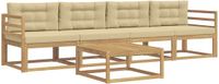 vidaXL Bank loungeset 4 zitplaatsen Wit en Beige