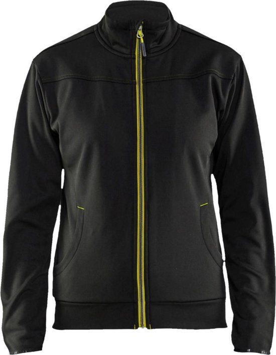 Blåkläder Dames service sweatshirt met rits 3394-2526 - Zwart/High Vis Geel - XL