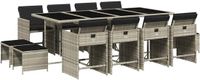 vidaXL 13-delige Tuinset met kussens polyrattan lichtgrijs
