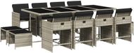 vidaXL 13-delige Tuinset met kussens polyrattan lichtgrijs