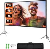 VEVOR Projectiescherm met Standaard 150 Inch HD 4K Outdoor Indoor Projectiescherm Snel Opvouwbaar Draagbaar Filmscherm 16:9 Zwart