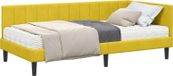 Cadre de lit d'angle avec matelas 2 pièces Jaune 90 x 190 cm Velours