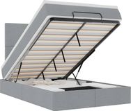 vidaXL Ottoman bed with mattress and LEDs 120x190 cm fabric light grey
