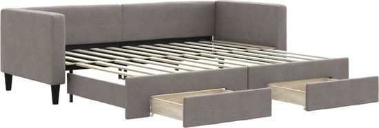 vidaXL Slaapbank met onderschuifbed en lades 80x200 cm stof taupe