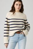 Levi's Frida pull en laine à col rond - Femme - S - Blanc / Margaux Stripe Egret