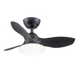 Eden pulse Zwarte ventilator, 3 vleugels, 6 snelheden, geïntegreerde led, 36 W, 2880 lm, afstandsbediening + timer, geheugen 35/47,5 x 82 x 82 cm