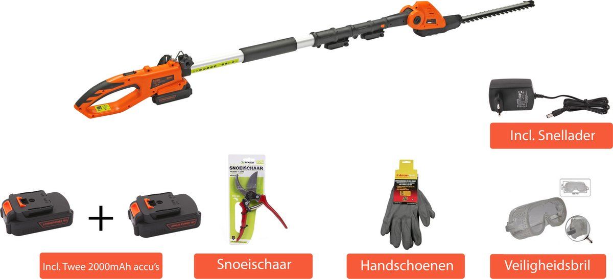 kibani Accu Heggenschaar XXL - 45 cm Zwaardlengte - 18V - Telescopisch