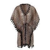Sarlini Kaftan met Luipaardprint Bruin - Beige - Polyester