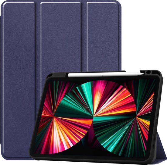 LUQ Hoesje voor iPad Pro 12.9 inch (2021) - Donkerblauw - Book Case