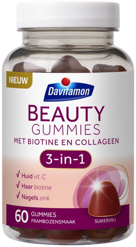 Davitamon Beauty Gummies met Biotine en Collageen - Multivitaminen - Glow van binnenuit - 60 gummies