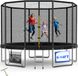Devoko Trampoline, kindertrampoline Ø 183/228/305/366/427 cm, complete set met veiligheidsnet, ladder, dekzeil, schoenennet, elastische tuinmat, 150 kg (zwart)
