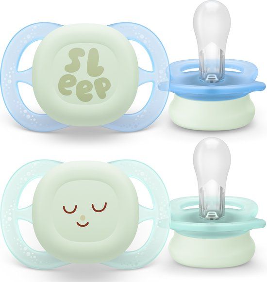 Philips Avent Ultra Air Nighttime Fopspeen 0-2 Maanden - 2 Stuks - Glow in the Dark