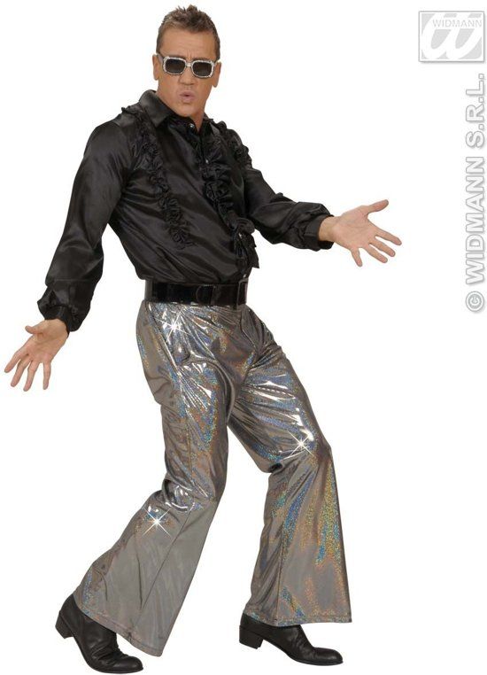 Widmann Holografische Broek Zilver Man XL Carnaval kostuum Verkleedkleding