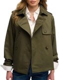 Superdry Short Trench Jacket Dames - Maat 10 - Olijfgroen