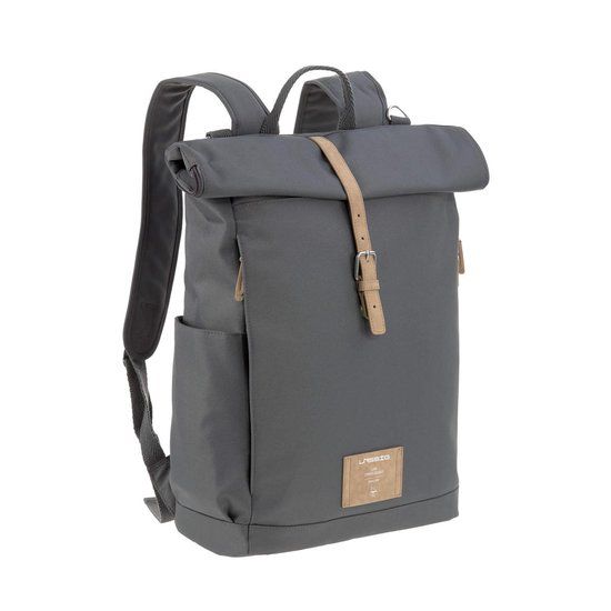 LÄSSIG Rolltop Backpack Luiertas - Antraciet - Incl. Verschoningsmatje