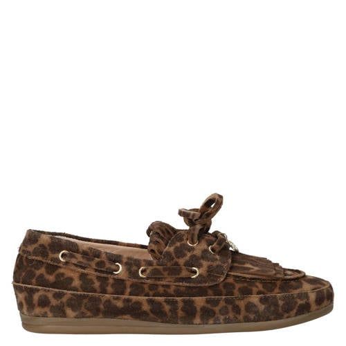 Babouche Alice-2 suède bootschoenen met panterprint - bruin/zwart