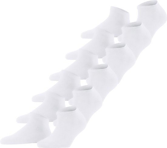 FALKE Happy Bundle 6-Pack kort eenkleurig katoen multipack sneakersokken enkelsokken dames wit - maat 35-38