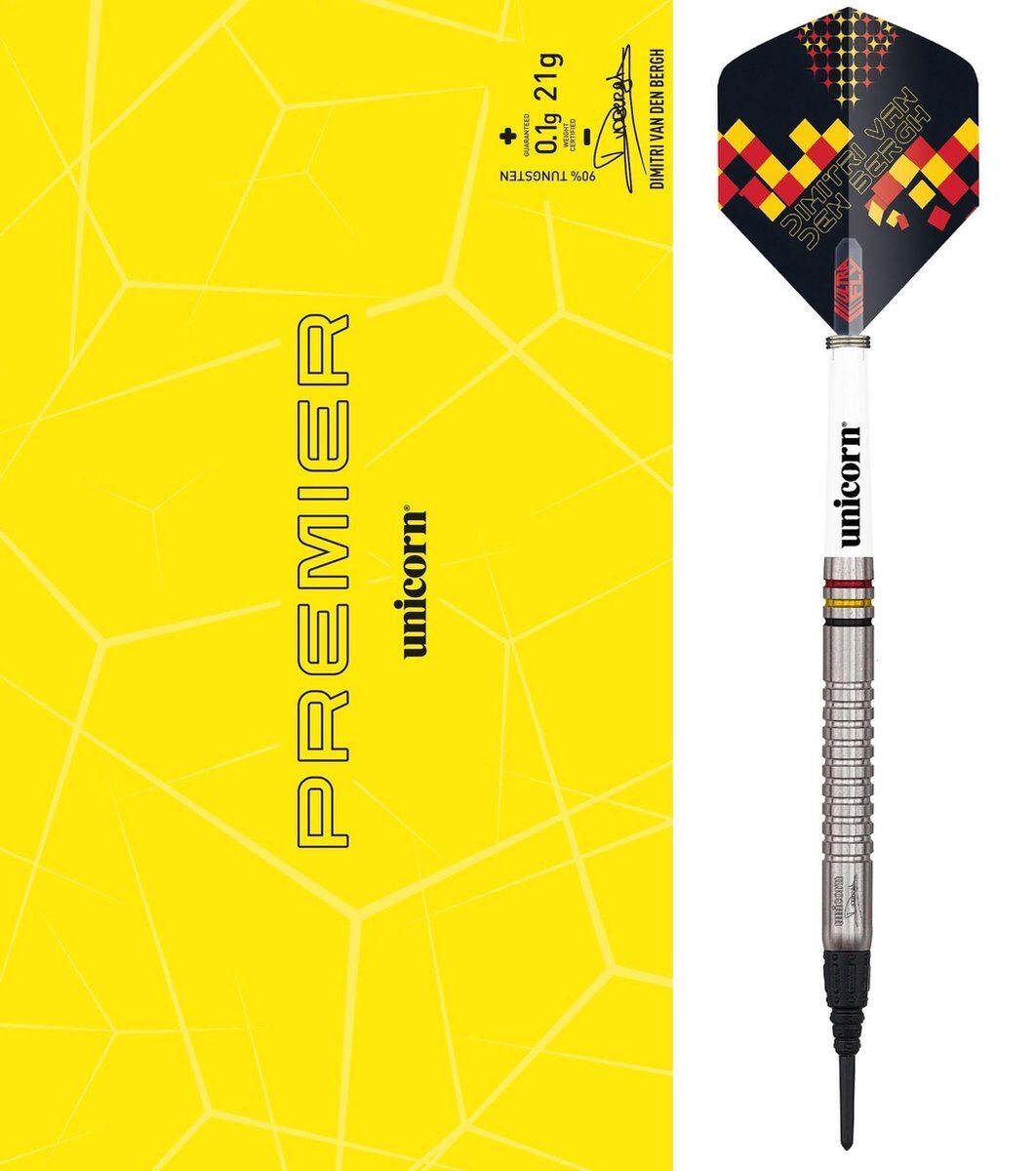 Unicorn Premier Dimitri van den Bergh 70% Soft Tip - Dartpijlen - 18 Gram