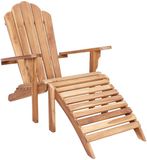 vidaXL Adirondack-tuinstoel met voetensteun Naturel Massief Teakhout