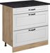 Vicco Keukenonderkast R-Line, Wit landelijk/Goudkleurig Eiken, 80 cm met 3 laden antraciet werkblad