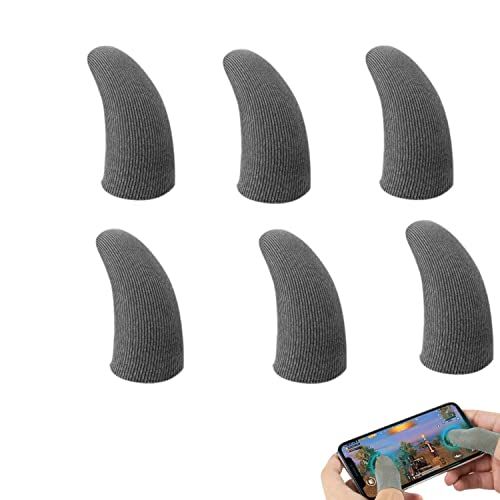 Bessy shop 6 stuks touchscreen-vingers, zweetbestendige vingerhandschoenen, mobiele game vingerhoes, touchscreen, controller, ademend, vingerbescherming, telefoon, games, zweetbestendige vingerhandschoenen voor mobiele telefoons en games