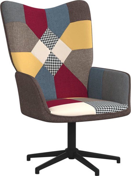 vidaXL Relaxstoel patchwork stof grijs en zwart