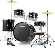 VEVOR 5-Delige Fullsize Drumset met Troonstandaard, Zwart