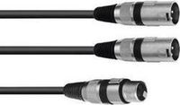 Omnitronic 30225203 XLR Adapterkabel [1x XLR-bus 3-polig - 2x XLR-stekker 3-polig] 0.50 m Zwart