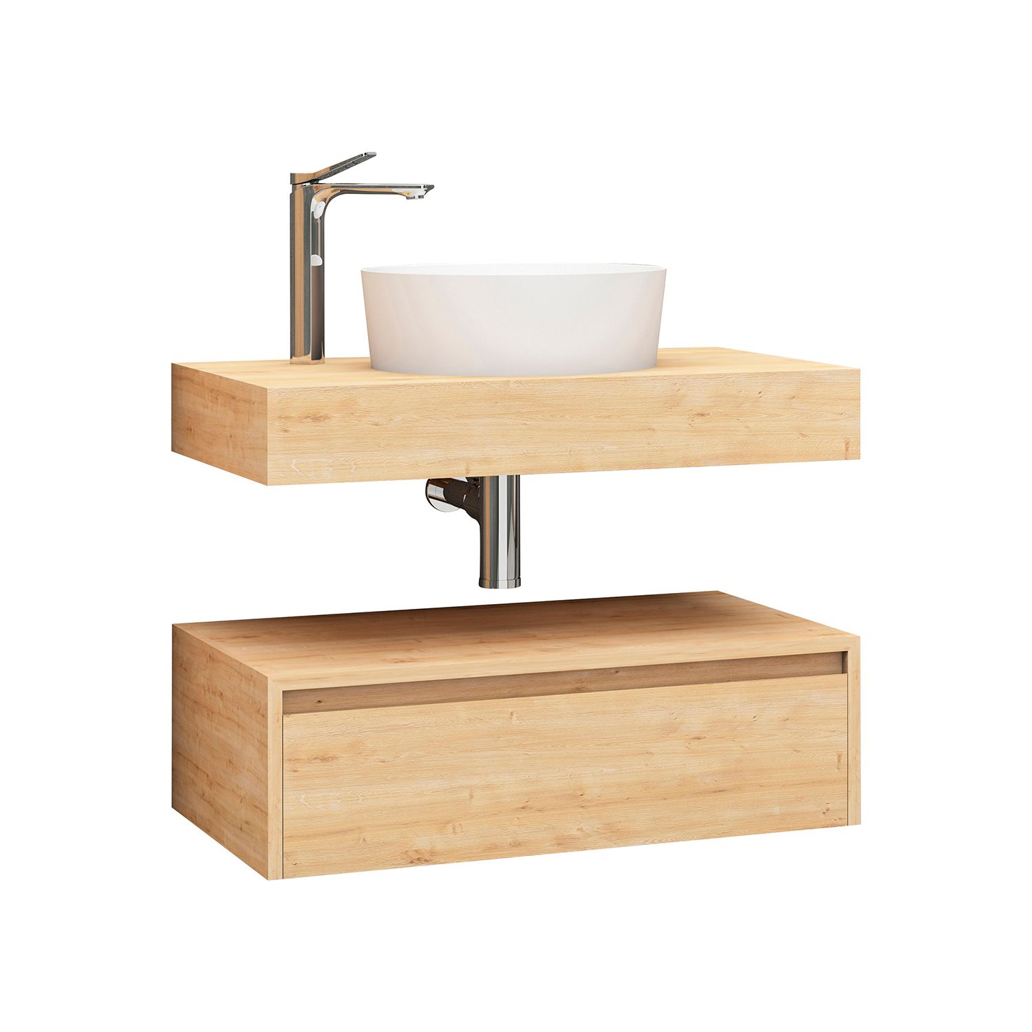 Boss & Wessing Lina Onderkast met Wastafelblad 80x50 cm Licht Eiken - 5404024114074