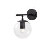 WELL HOME MOBILIARIO & DECORACIÓN Wandlamp, transparant, metaal, zwart, 15 x 24 x 24 cm, E14 max. 40 W