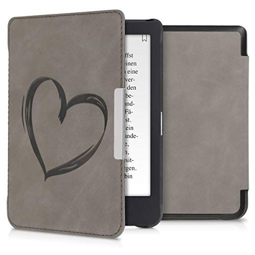 kwmobile hoes compatibel met Tolino Shine 3 - Hoesje voor ereader in grijs - Brushed Hart
