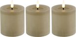 Countryfield Lyon LED kaars/stompkaars - 3x - beige - D7,5 x H8 cm - timer