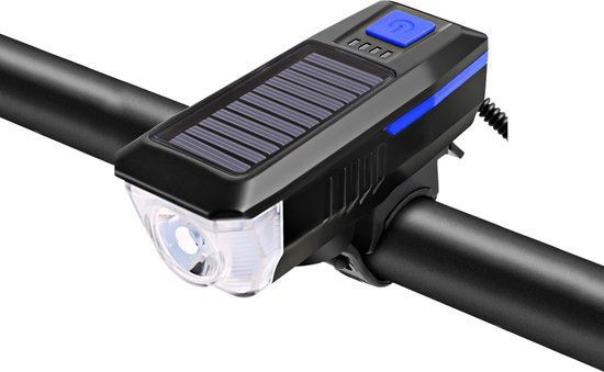 FlinQ Solar Fietsverlichting - Oplaadbare USB LED Fietslamp - Zwart