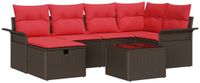 vidaXL - Tuinbank - Set - 4 zitplekken - Polyrattan - Bruin/ Rood