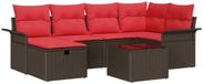 vidaXL - Tuinbank - Set - 4 zitplekken - Polyrattan - Bruin/ Rood