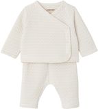 Vertbaudet Ensemble pour bébé garçon, 2 pièces, Unisexe, Écru, Manches longues, Col en V, Coton/Polyester, Taille 56