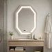 Miroir de salle de bain octogonal rétroéclairé par LED 75x100 cm avec tactile et horloge numérique