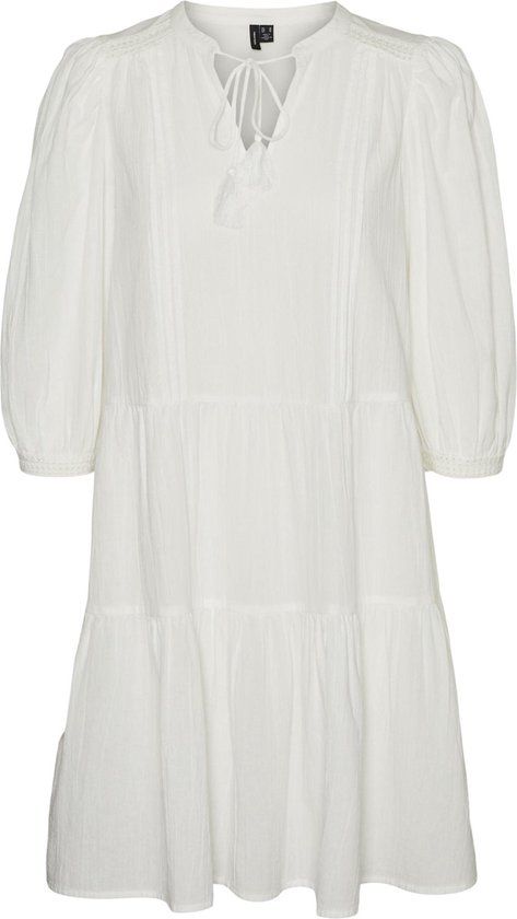 VERO MODA VMPRETTY 3/4 TUNIC WVN GA NOOS Dames Jurk - Snow White - Maat M