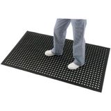 Jantex rubber anti-vermoeidheidsmat, zwart; extra vetbestendige antislip; ergonomische afwateringsgaten; wasbaar; afm.: 1500 x 900 mm - 59 x 35 inch, DP206