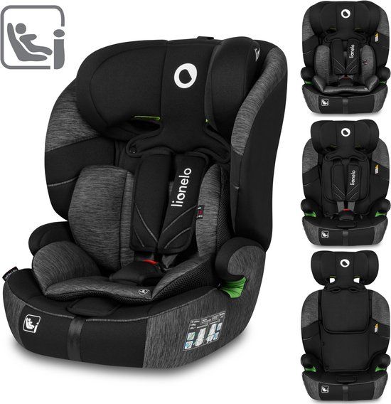 LIONELO Levi One i-Size Autostoel - Zwart/Grijs - 76-150 cm - Groep 1-2-3 - i-Size - Memory Foam - Zijbescherming