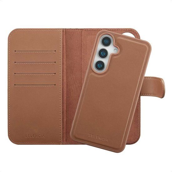 Selencia Olyn Uitneembare Bookcase met MagSafe voor de Samsung Galaxy S25 / S24 - Bruin