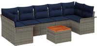 vidaXL Tuinbankenset 8 st 7-Aantal zitplaatsen Grijs en Marineblauw