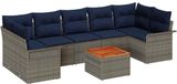vidaXL Ensemble de bancs de jardin 8 pièces 7 places Gris et Bleu marine