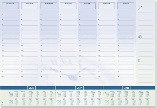 Sigel bureauonderlegger - Time - met kalender 2026/2027/2028 - formaat A2 - 30 vel afscheurbaar - SI-H6350
